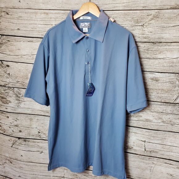 Tri Mountain Blue Polo Shirt Embroidered Modelo Especial Print Size XL NWT - Picture 1 of 9